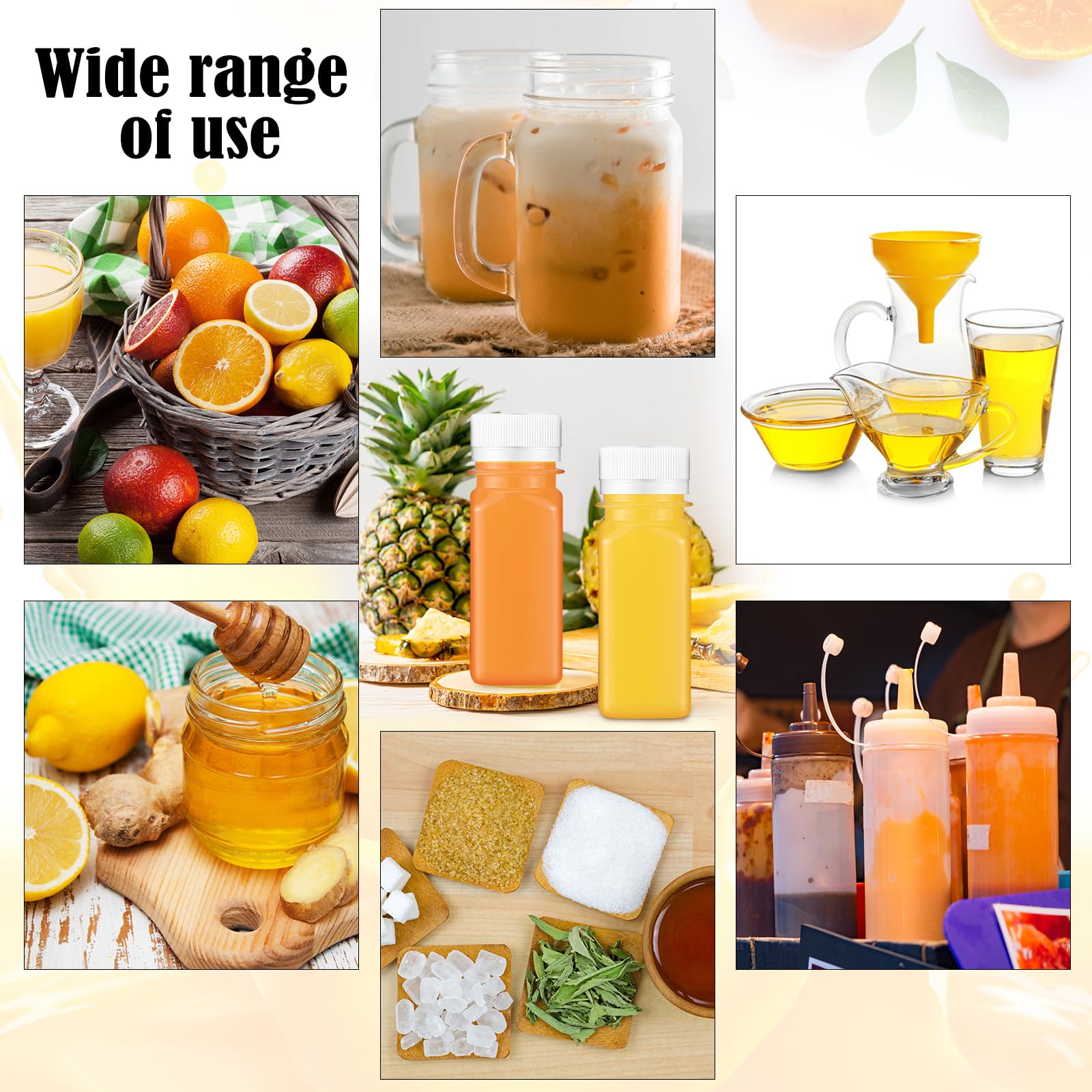 Sliner 250 Pcs 2oz Small Plastic Juice Bottles Ginger Juice Bottle with Lids Liquid Vial Reusable Clear Beverage Container with Lid, Freezer Safe, Leak Proof for Milk, Water