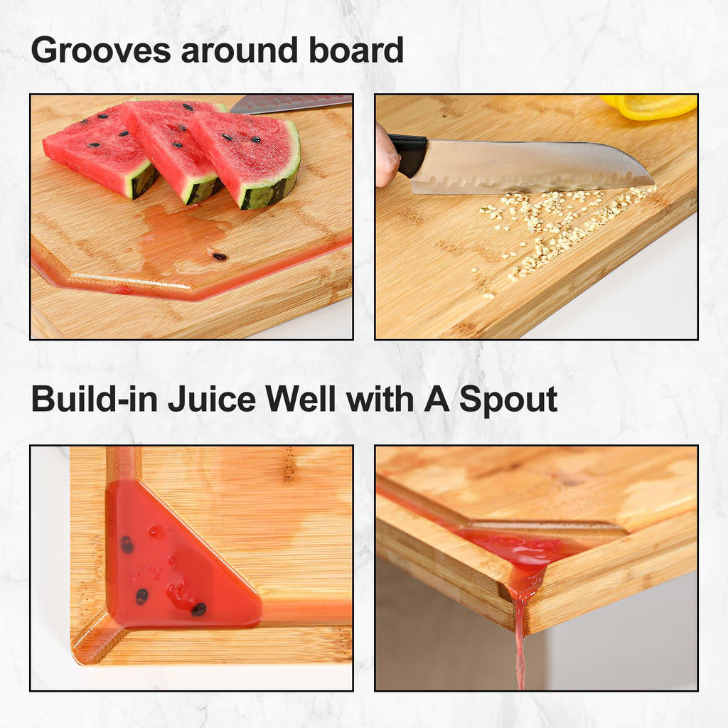 30 x 20 Extra Large Bamboo Cutting Board for Kitchen, Cutting Board Stove Top Cover, Butcher Block Chopping Board with Handle and Juice Groove, Large Charcuterie Board Over the Sink