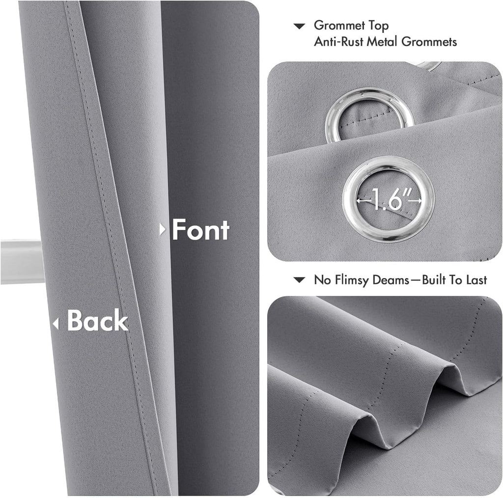 MIULEE Light Grey Blackout Curtains - Thermal Insulated Room Darkening Drapes | 72 Inches Long, 2 Panels