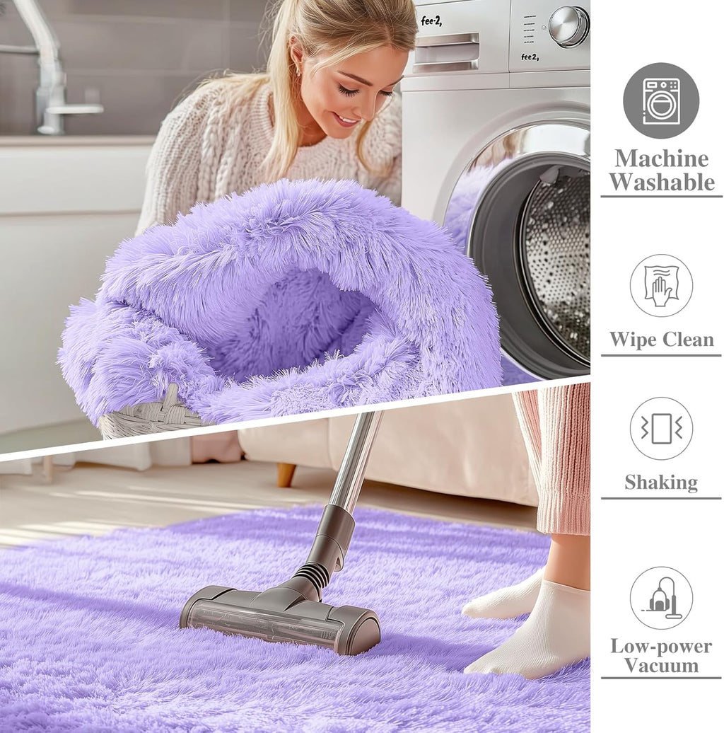 OLANLY Large Area Rug - Soft Fluffy Shaggy Indoor Carpet for Living Room & Bedroom | Light Purple 9x12