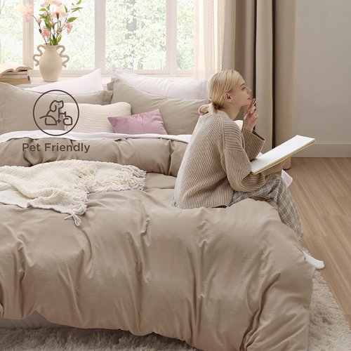 Bedsure California King Duvet Cover - Extra Soft Prewashed Cotton-Like Bedding Set, 104x98 Inches with Zipper Closure & 2 Pillow Shams