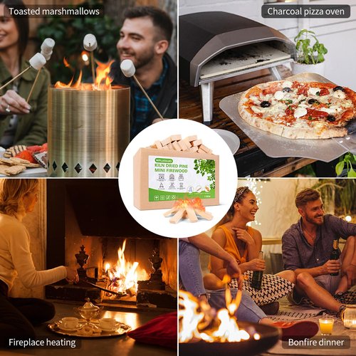 WFLUOLUO Pre-Cut 5'' Lengths Mini Firewood,Pine Kiln Dried Firewood,Small Barkless Kindling Logs,Fire Pit Accessories Prefect for Solo Stove Mesa XL, Tabletop Firepit,Mesa Fire Sticks Wood,4Lbs