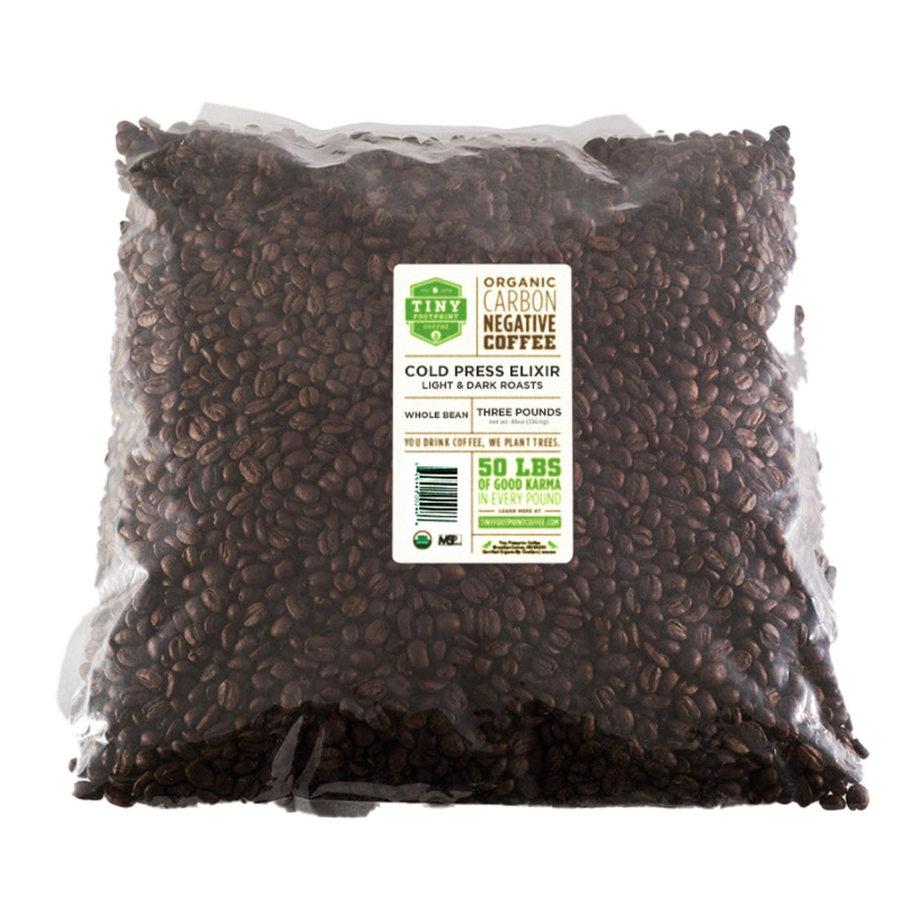 Tiny Footprint Coffee - Organic Cold Press Elixir Cold Brew | Blend of Light & Dark Roasts, Whole Bean Coffee | Fair Trade, Shade Grown & Carbon Negative | 3 Pounds