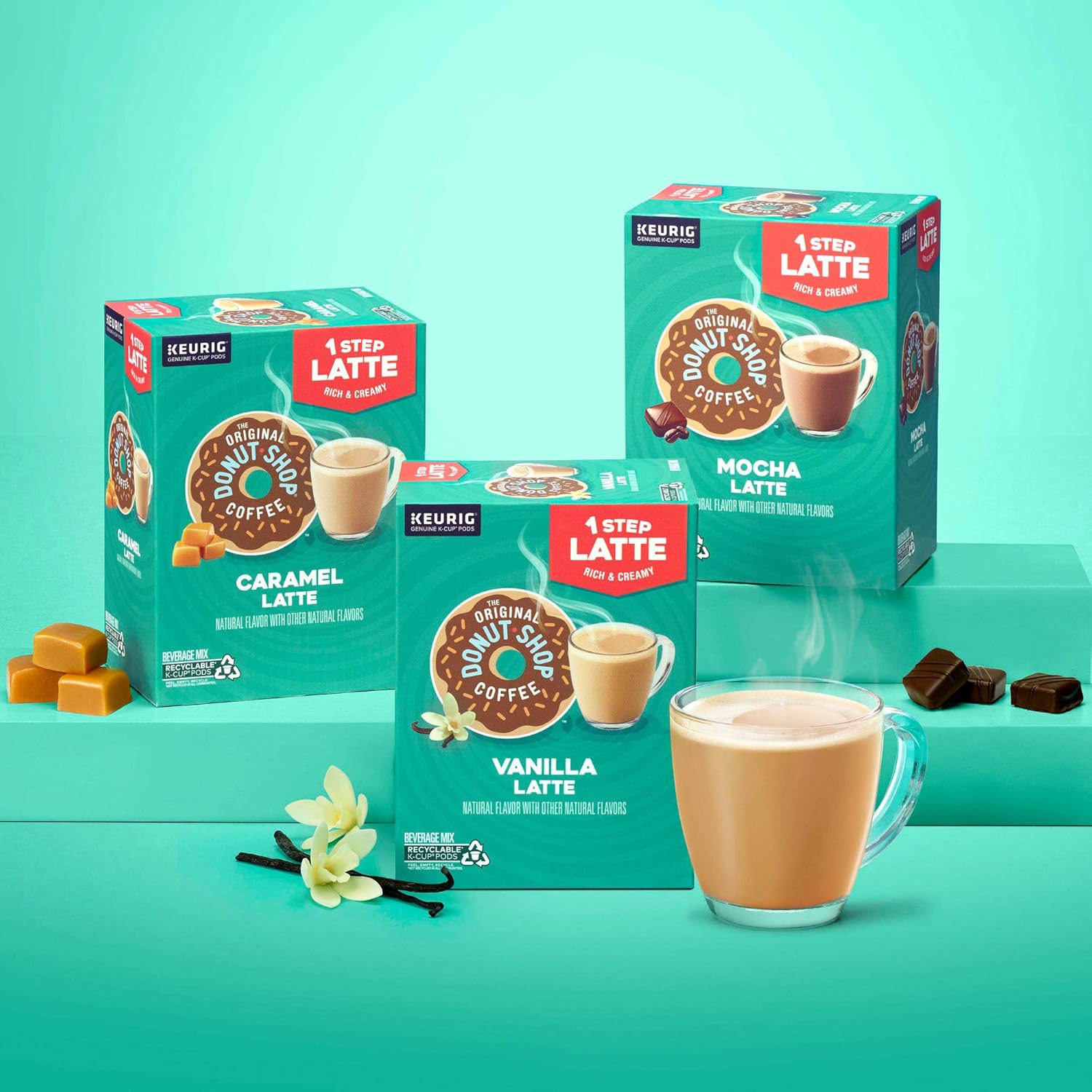 Original Donut Shop Vanilla Latte K-Cup Pods - Flavored Coffee, 20 Count, Perfect for Keurig