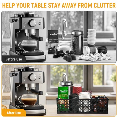 DYGZBLHT Coffee Bar Organizer, Metal Countertop Station With Handles, Coffee Pods Holder, Tea Condiment Organizer, Mesh Black