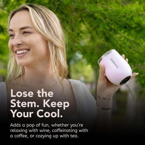 Corkcicle Stemless Wine Tumbler - Keeps Drinks Cold for 6 Hours - Triple-Insulated Stainless Steel - Non-Slip Base - Summer Drinkware Gift - Keeps Drinks Ice Cold - 12 oz - Gloss White