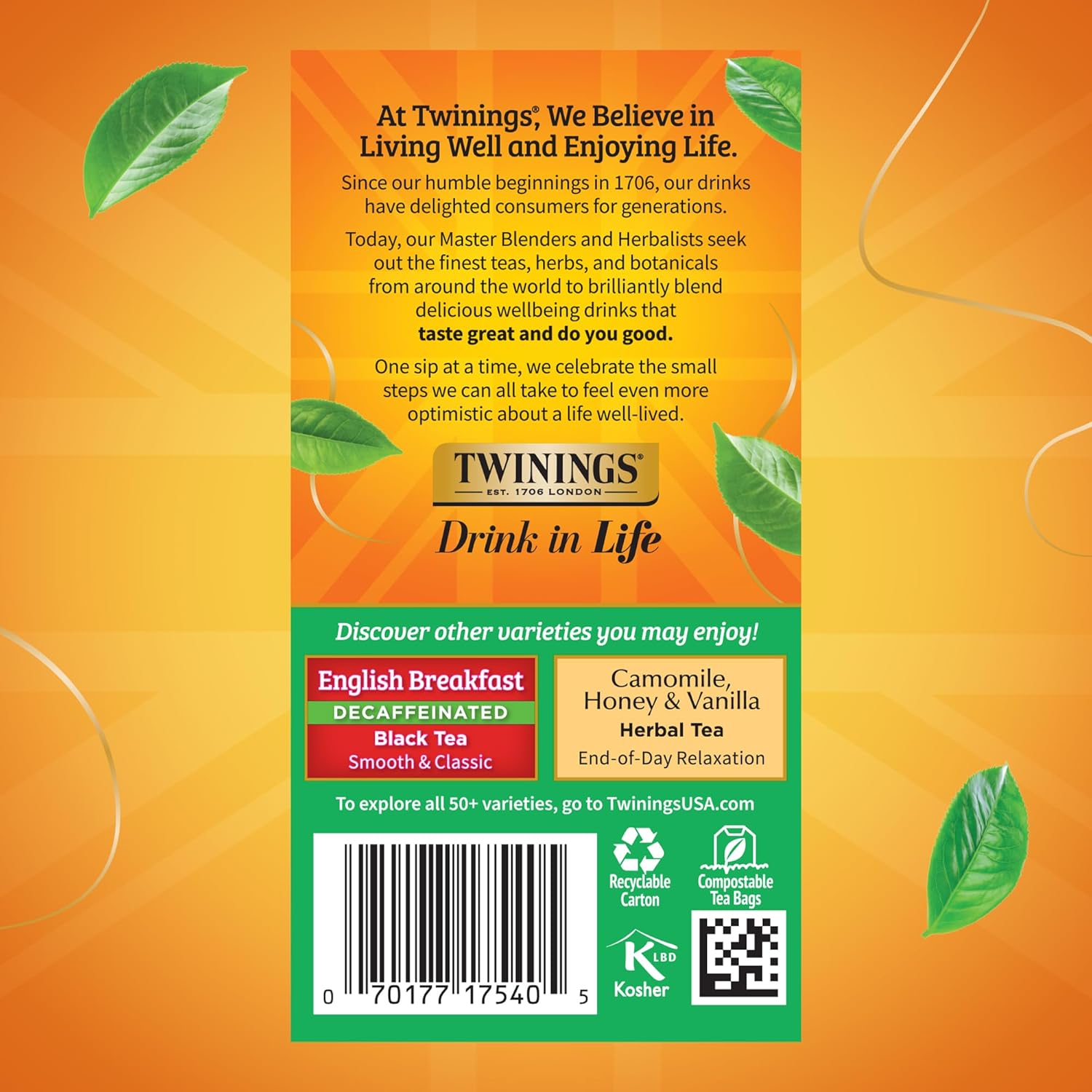 Twinings Decaffeinated Irish Breakfast Black Tea - Flavorful & Robust | 120 Individually Wrapped Bags