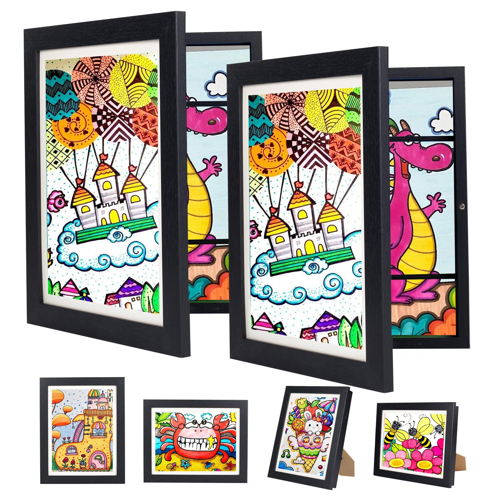 wesellcan 2Pack Kids Artwork Frames Changeable -Kids Art Frame,Kids Art Frames Front Opening Holds 150,8.5x11 White Rows Childrens Art Frame for Storage Kids Art,Picture Frame for Display Kid Art Work