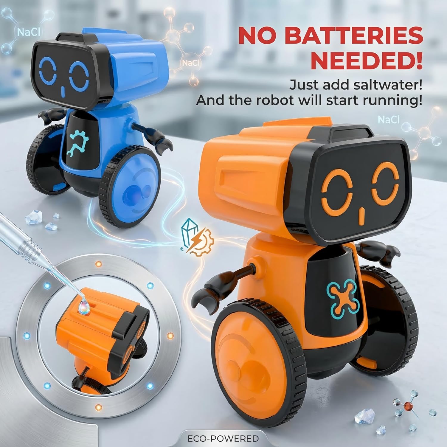 Science Saltwater Robot Kit - DIY STEM Educational Toy for Kids | No Batteries Required, Blue