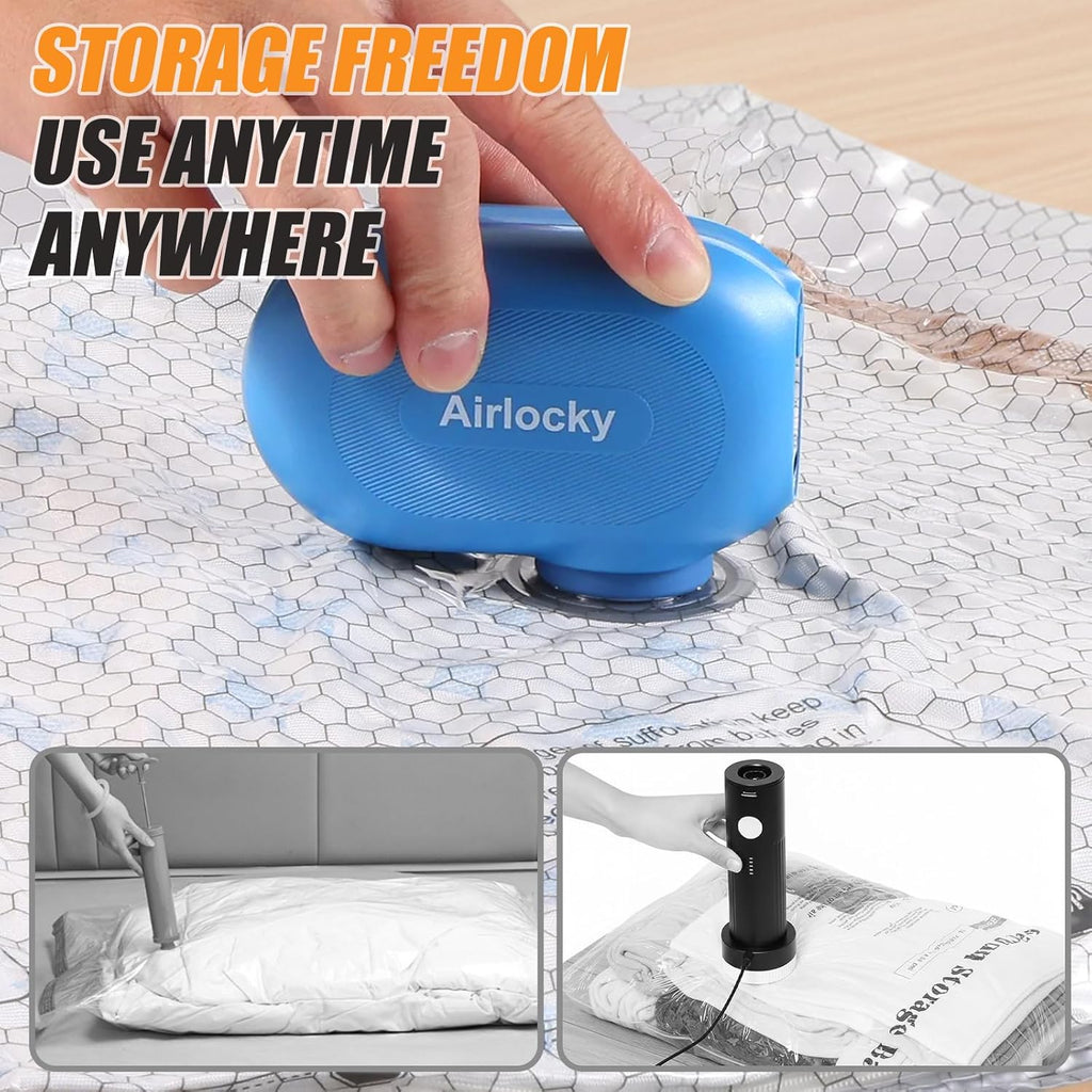 Travel Vacuum Storage Bags - 16 Pack Compression Packing Bags with Portable Electric Pump | 80% Space Saver for Luggage