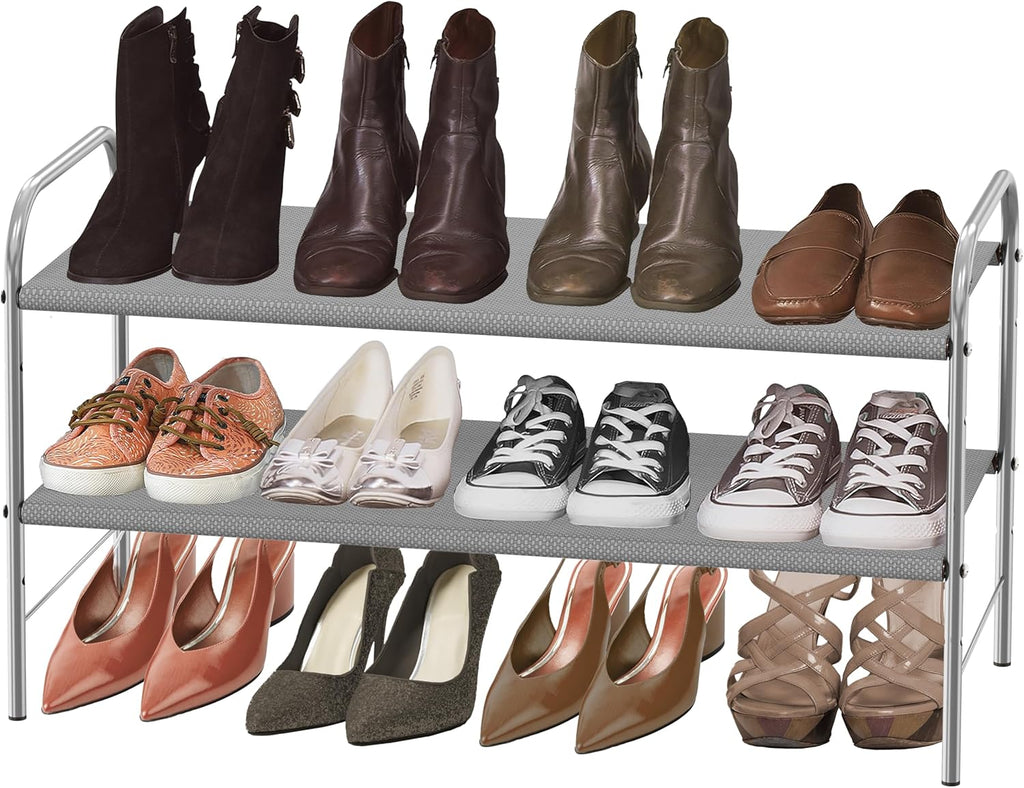 Simple Houseware 2-Tier Shoe Rack - Stylish Grey Storage Organizer for Home & Entryway