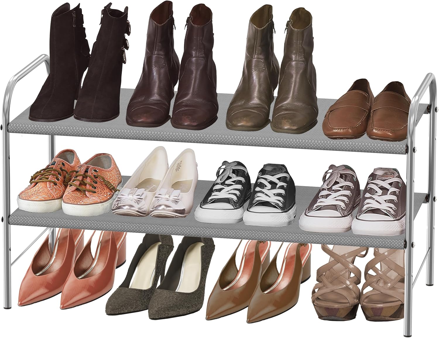 Simple Houseware 2-Tier Shoe Rack - Stylish Grey Storage Organizer for Home & Entryway