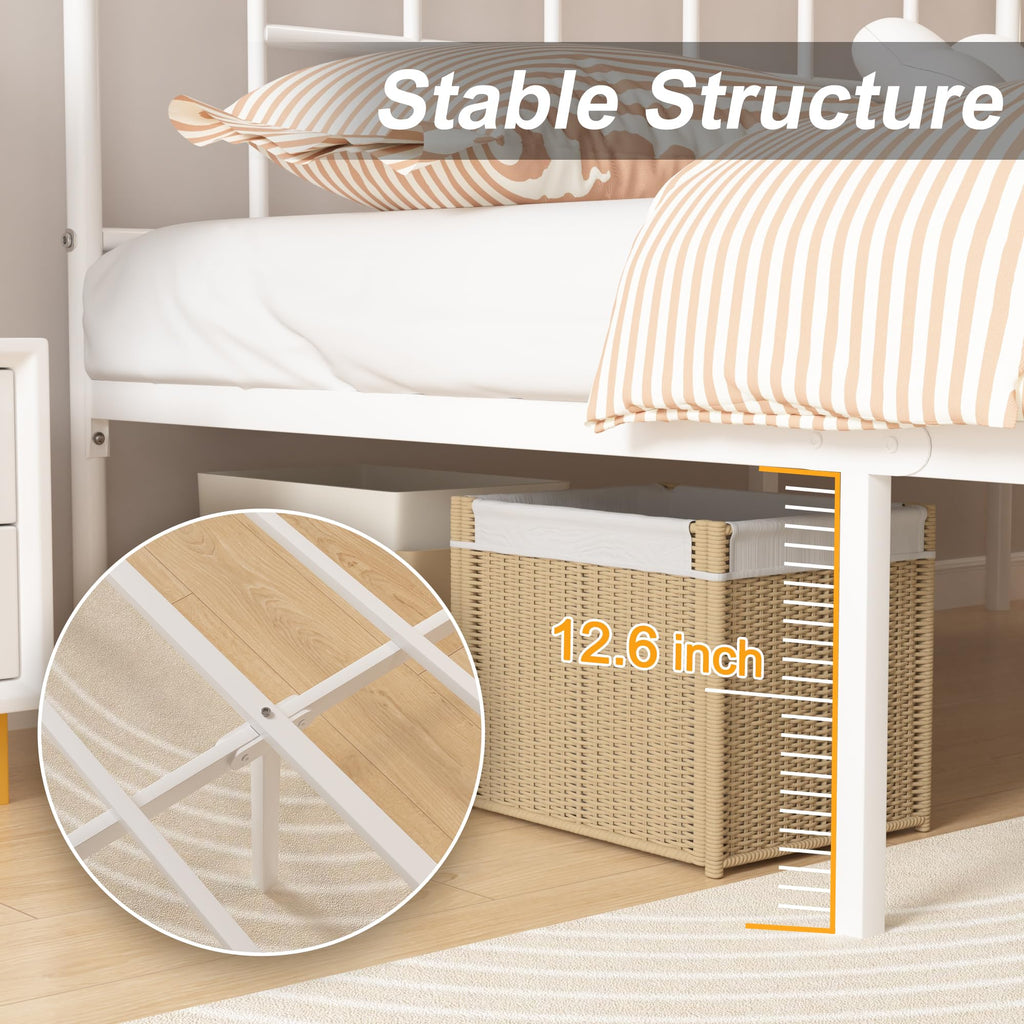 VECELO Full Metal Platform Bed Frame with Headboard, Heavy Duty Steel Slat Support, Under Bed Storage,No Box Spring Needed, Easy Assembly