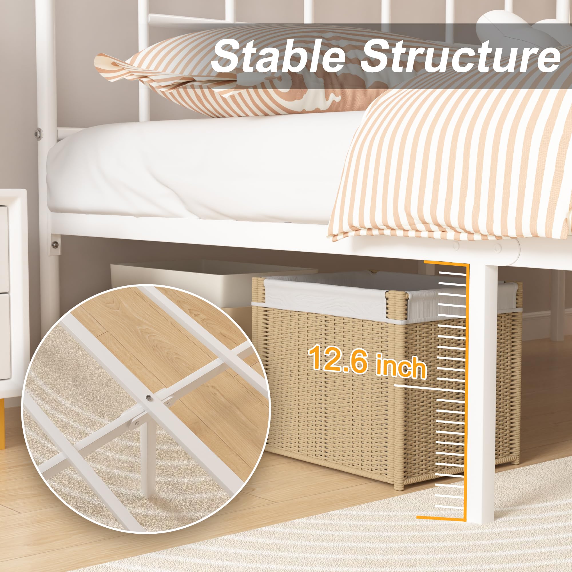 VECELO Full Metal Platform Bed Frame with Headboard, Heavy Duty Steel Slat Support, Under Bed Storage,No Box Spring Needed, Easy Assembly