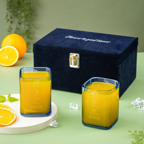 Habitage Upcycled Bombay Sapphire Gin Glasses for Drinks - Set of 2 with Velvet Gift Box | Eco-friendly Glassware handcrafted from Gin bottles | Ideal for Gin, Whiskey, Juices, Smoothies, Cocktails