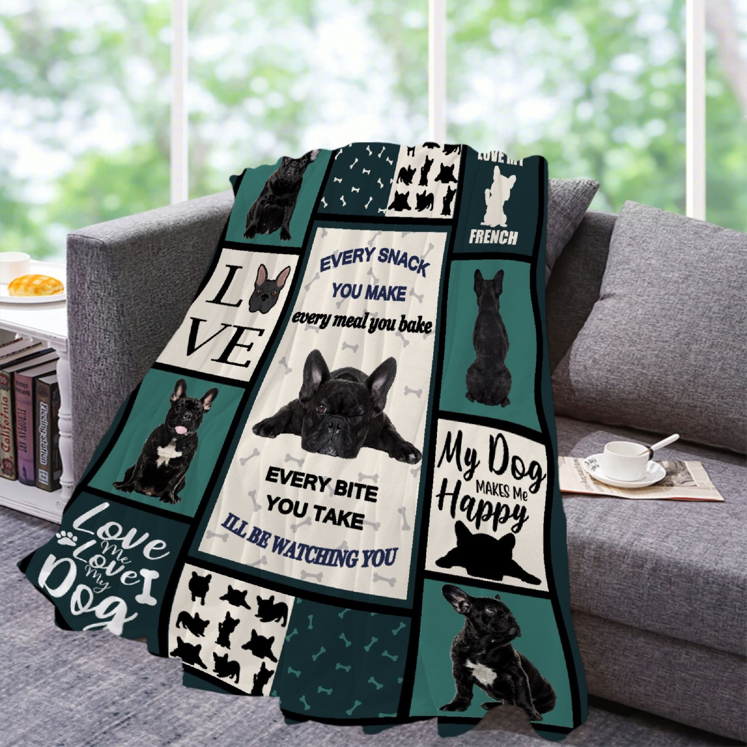 French Bulldog Throw Blanket - Super Soft Flannel Fleece Blanket for Gifts,Bedding Quilt Home Decor for Couch Sofa Bed All Season 40"x50" for Kids
