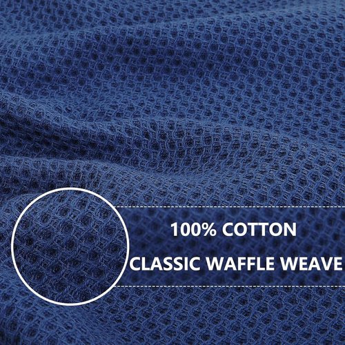 Homaxy 100% Cotton Waffle Weave Dish Cloths - Ultra Soft & Absorbent Kitchen Towels | 12 x 12 Inches, Navy Blue, 6-Pack
