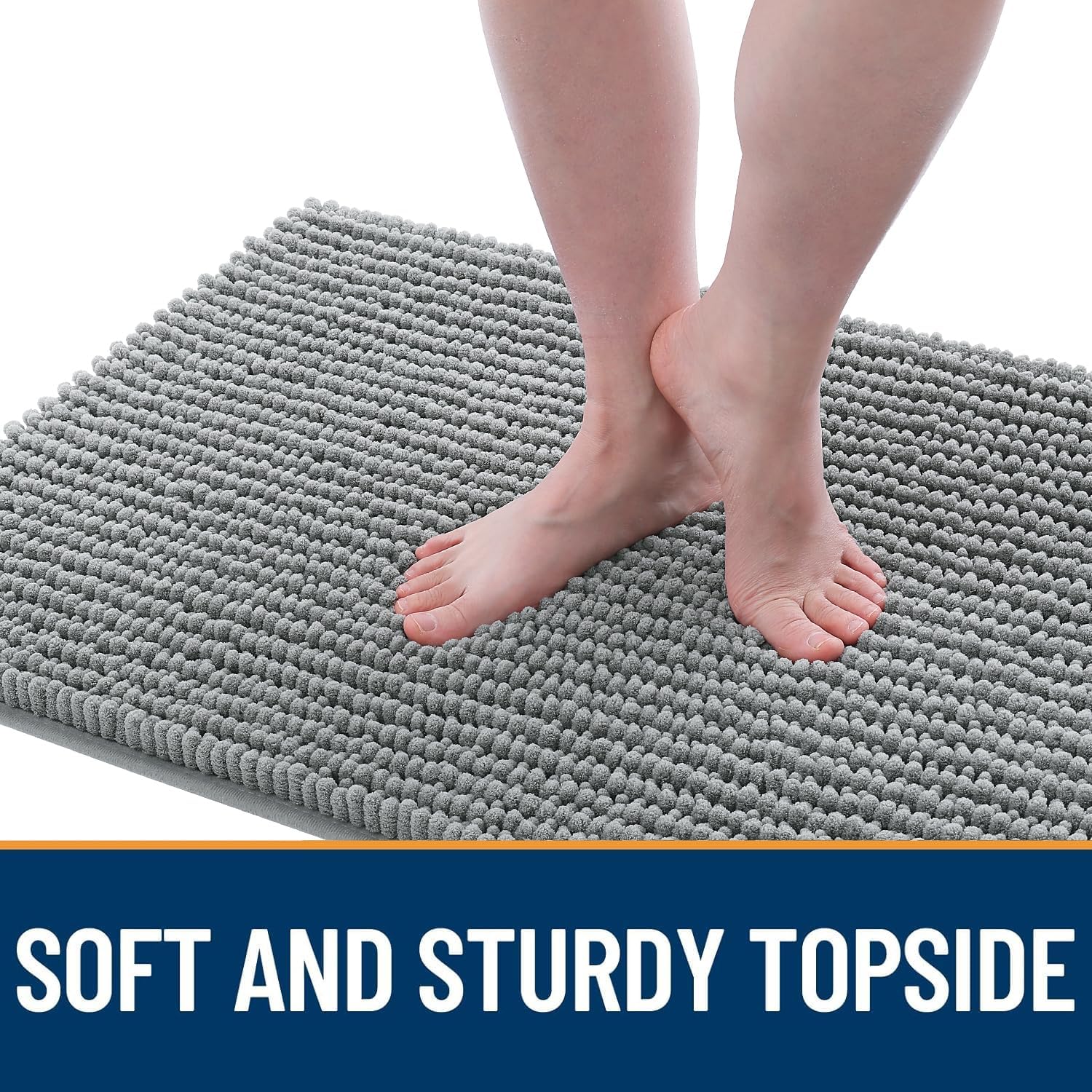 OLANLY Dog Door Mat - Ultra Absorbent Chenille Mud Doormat, Non-Slip & Washable, 47x24, Grey