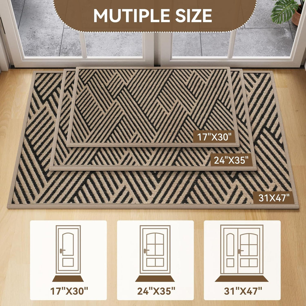 Regine Switzerland Door Mat - Low-Profile Non-Slip Indoor/Outdoor Entryway Mat | 17"x30", Brown, Washable & Dirt Resistant