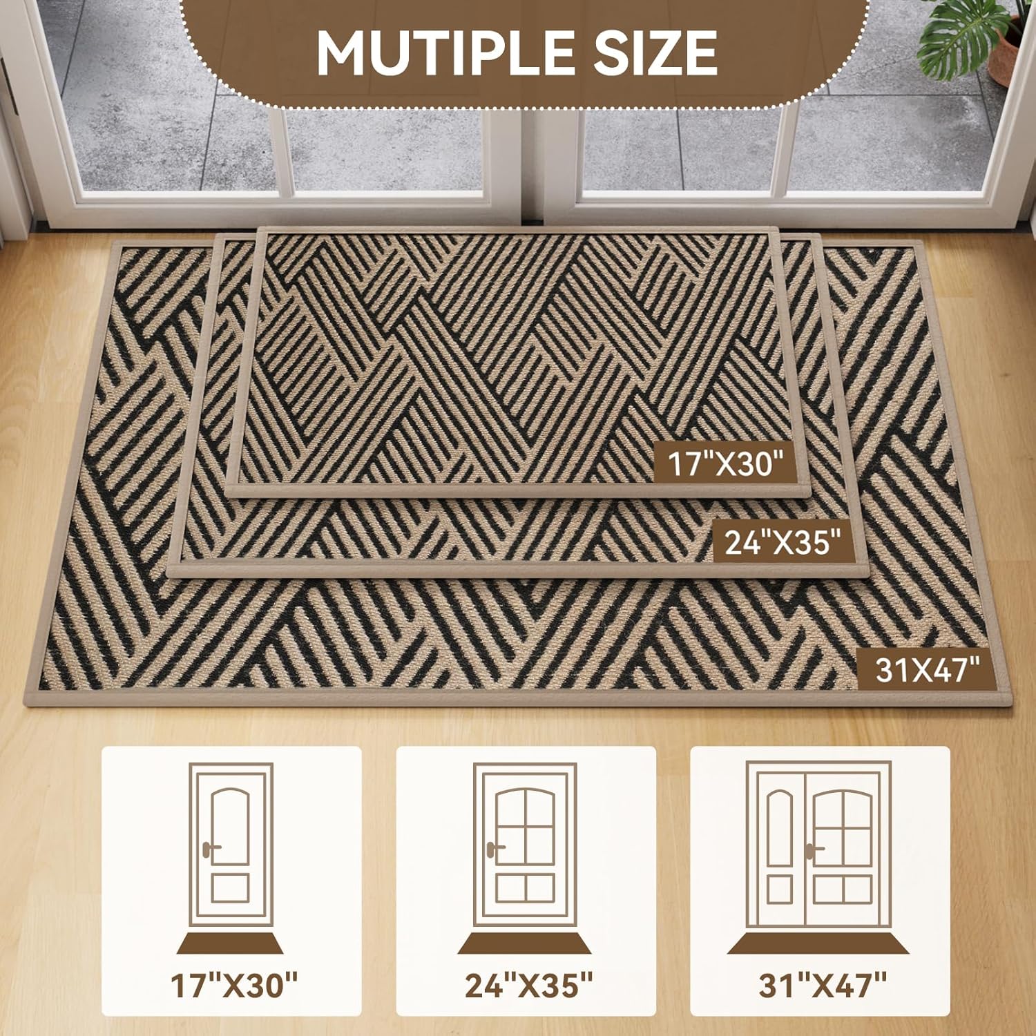 Regine Switzerland Door Mat - Low-Profile Non-Slip Indoor/Outdoor Entryway Mat | 17"x30", Brown, Washable & Dirt Resistant