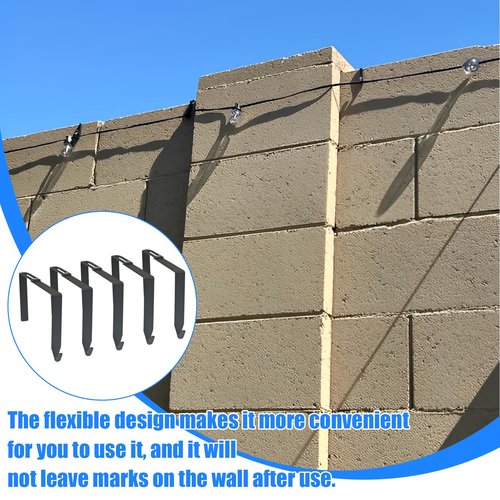 5 Pack No-Drill Cinder Block Wall String Light Hangers,[4.3"-8" Adjustable][Damage-Free Duty Metal Hooks Clips] for Outdoor String Lights, Christmas Decorations, Patio, Garden Fence & Brick Walls