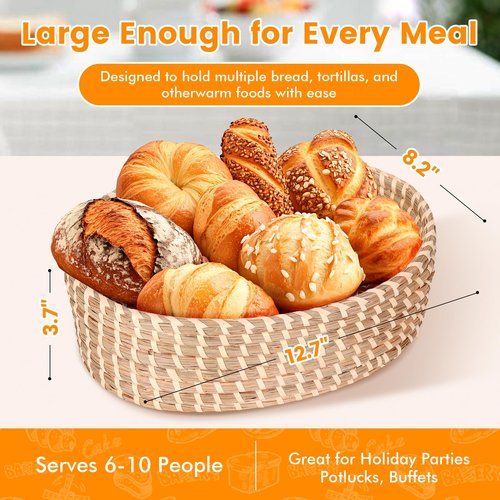 Bread Basket with Warming Stone and Lid -Terra Cotta Bread Warmer, 12.6 * 8.3 Oval Bread Basket with Warmer - Gifts for Hostess House Warming Bakers Christmas -Bread Warmer Cesta De Pao De Piedra