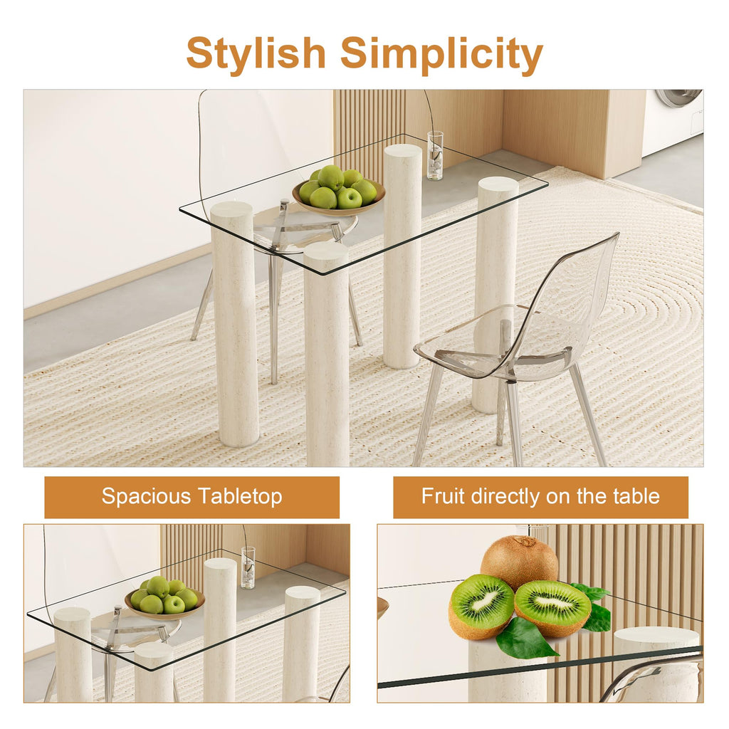 Virelix Rectangle Tempered Glass Table Top, Clear Surface 1/4" Thick Flat Polished Edge for Furniture Protection Patio Dining Coffee End Tables