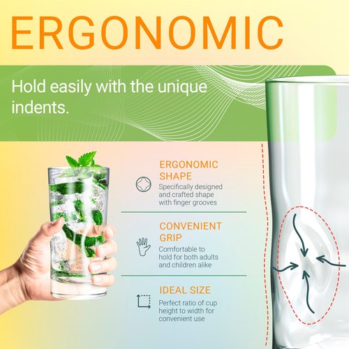 Bravario Unbreakable Plastic Drinking Glasses 17 oz | Dishwasher Safe Shatterproof 100% Tritan Water Tumblers | BPA Free Reusable Outdoor Highball Drinkware | Set of 6