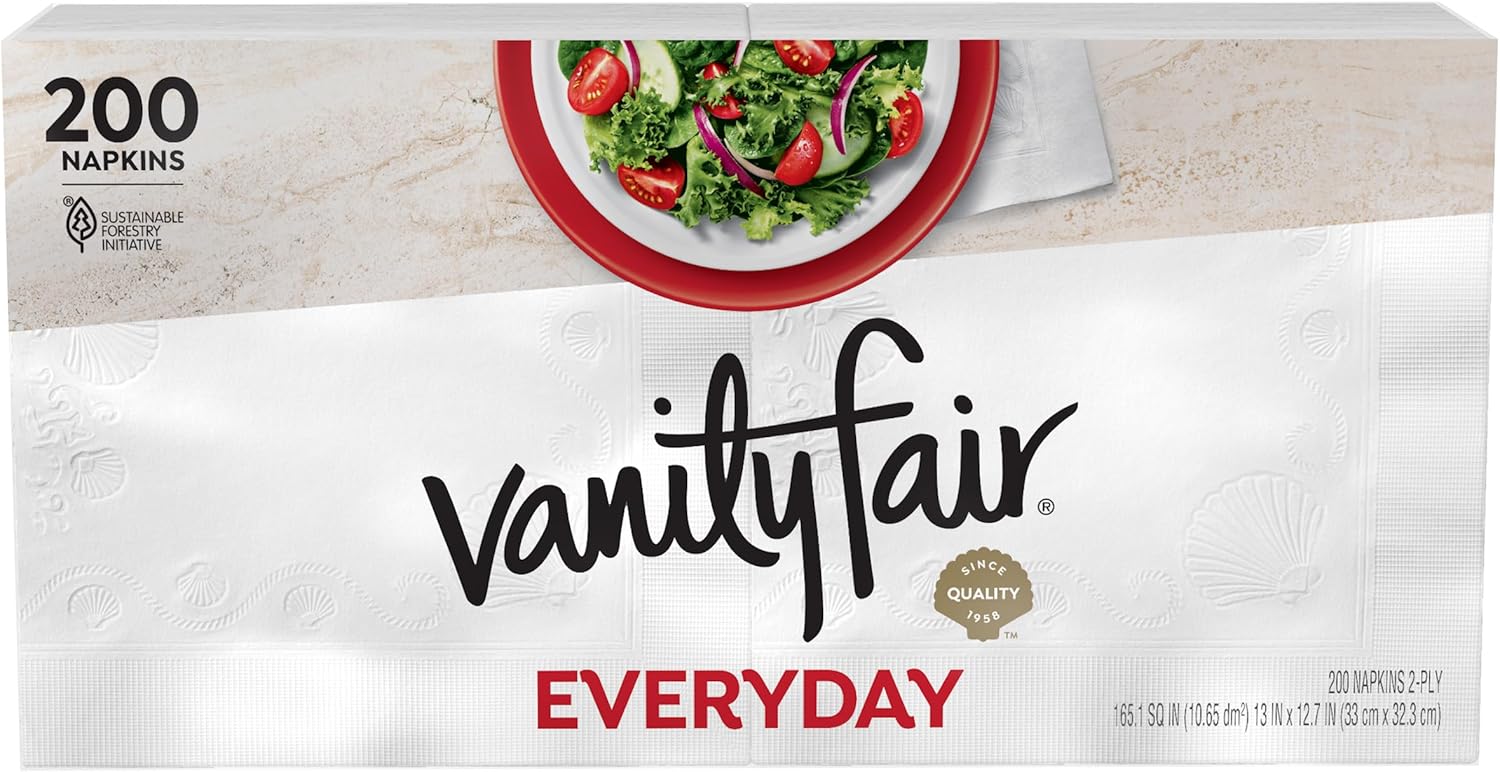 Vanity Fair Everyday Paper Napkins - Soft & Smooth Disposable Napkins | 200 Count for Daily Use