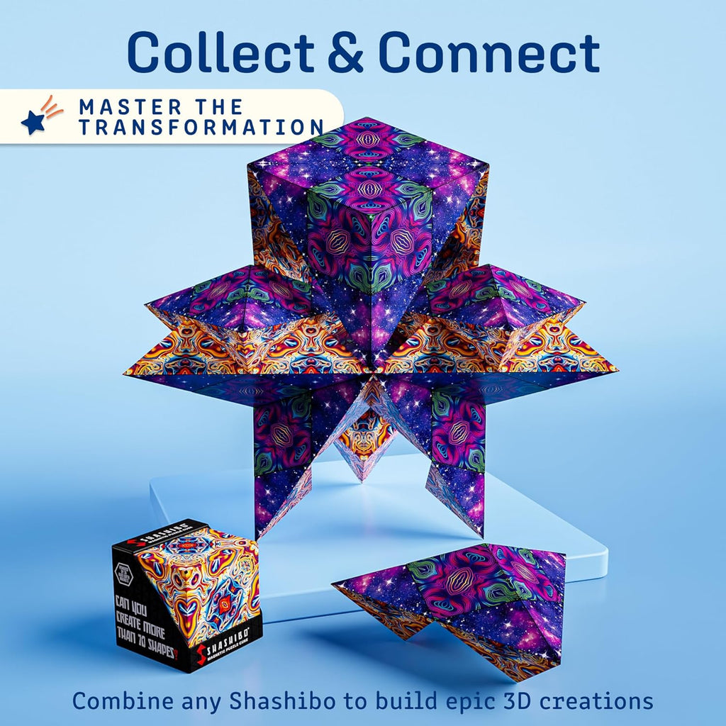 Shashibo Shape Shifting Box - Award-Winning STEM Fidget Toy with Ultra-Strong Magnets | Transforms Into 100+ Shapes - Perfect Sensory Gift for All Ages (Spaced Out)