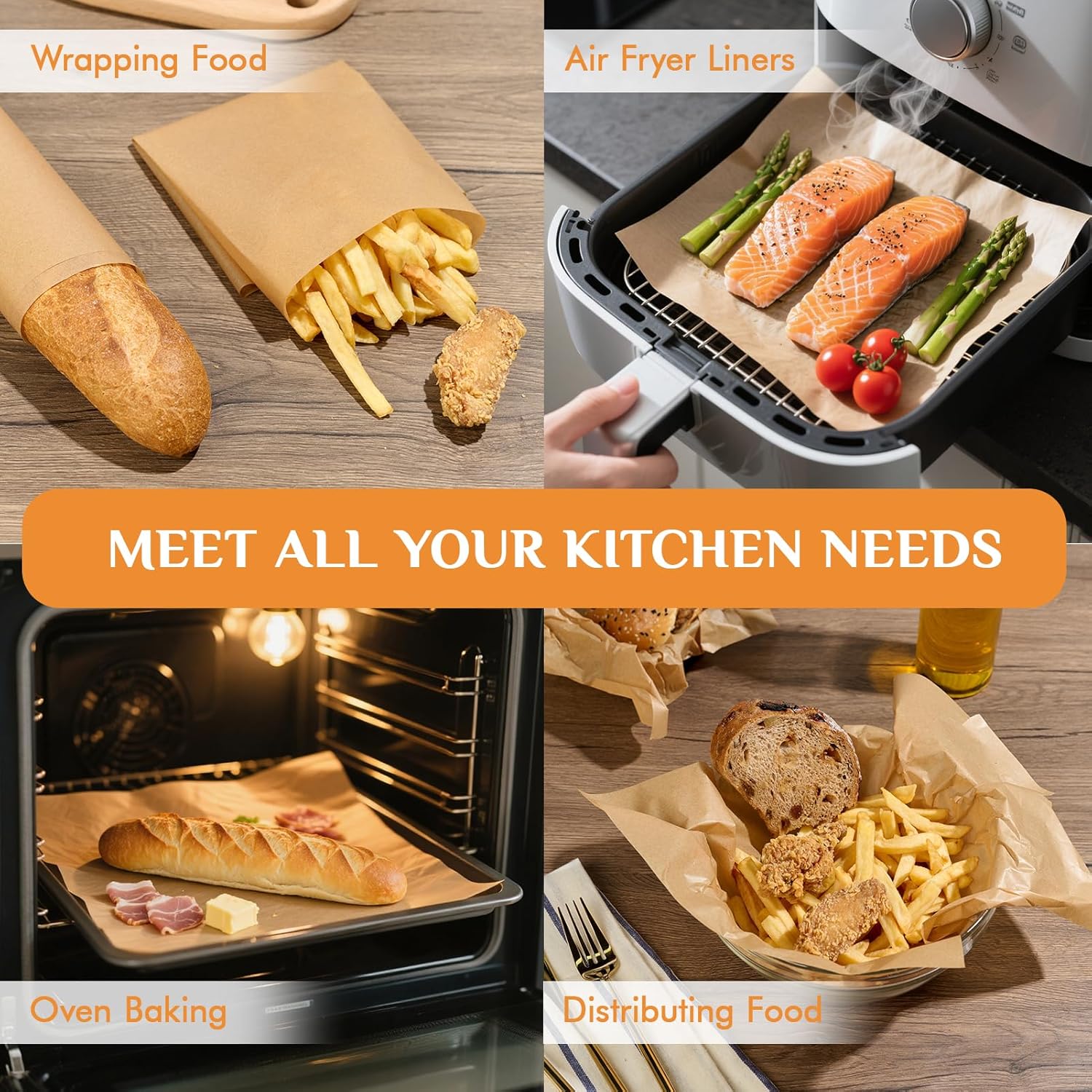 MUCHII Parchment Paper Sheets - 400 Non-Stick Precut Sheets, 12 x 16 Inch for Baking & Cooking