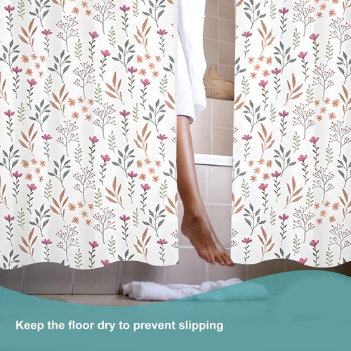 Bestfaith Plastic Shower Curtain Liner, Premium EVA 6G Fresh Flower Shower Curtain, Shower Curtains for Bathroom with 3 Magnetic Weights and Rustproof Grommets (Fresh Flower, 72x72 in)