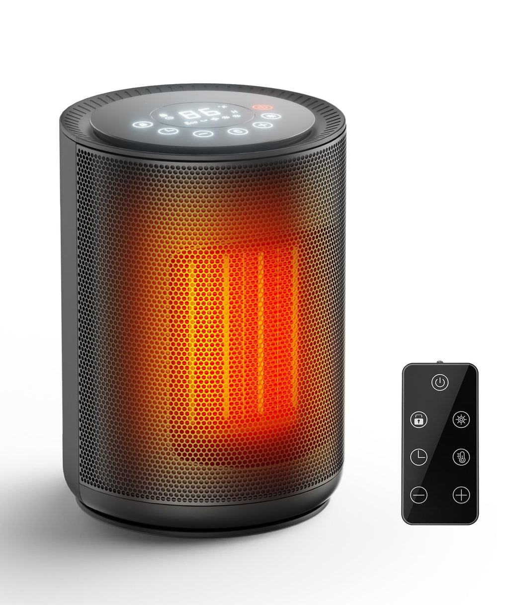 COWSAR Space Heater, 1500W Portable Electric Heaters with Thermostat, Remote, Overheat and Tip-Over Protection, 24H Timer, 3 Modes, Safe Quiet Room Heater Small Space Heaters for Indoor Use