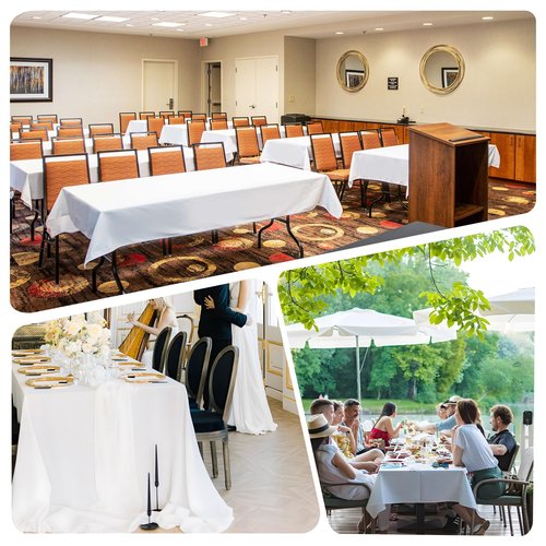 12 Pack White Table Cloth 60x126 Inch Rectangle Tablecloths for 8 Foot Rectangle Tables, Wrinkle Resistant Washable Polyester Fabric Rectangular Table Cover for Dining Banquet Wedding Party