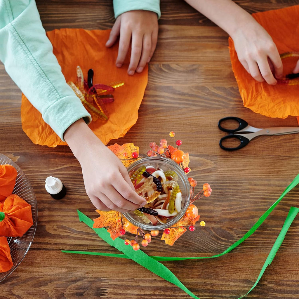Regine Switzerland 6Pcs Fall Candle Ring Wreaths - 4.7 Inch Pumpkin Maple Leaf & Berries Decor | Perfect for Weddings & Halloween