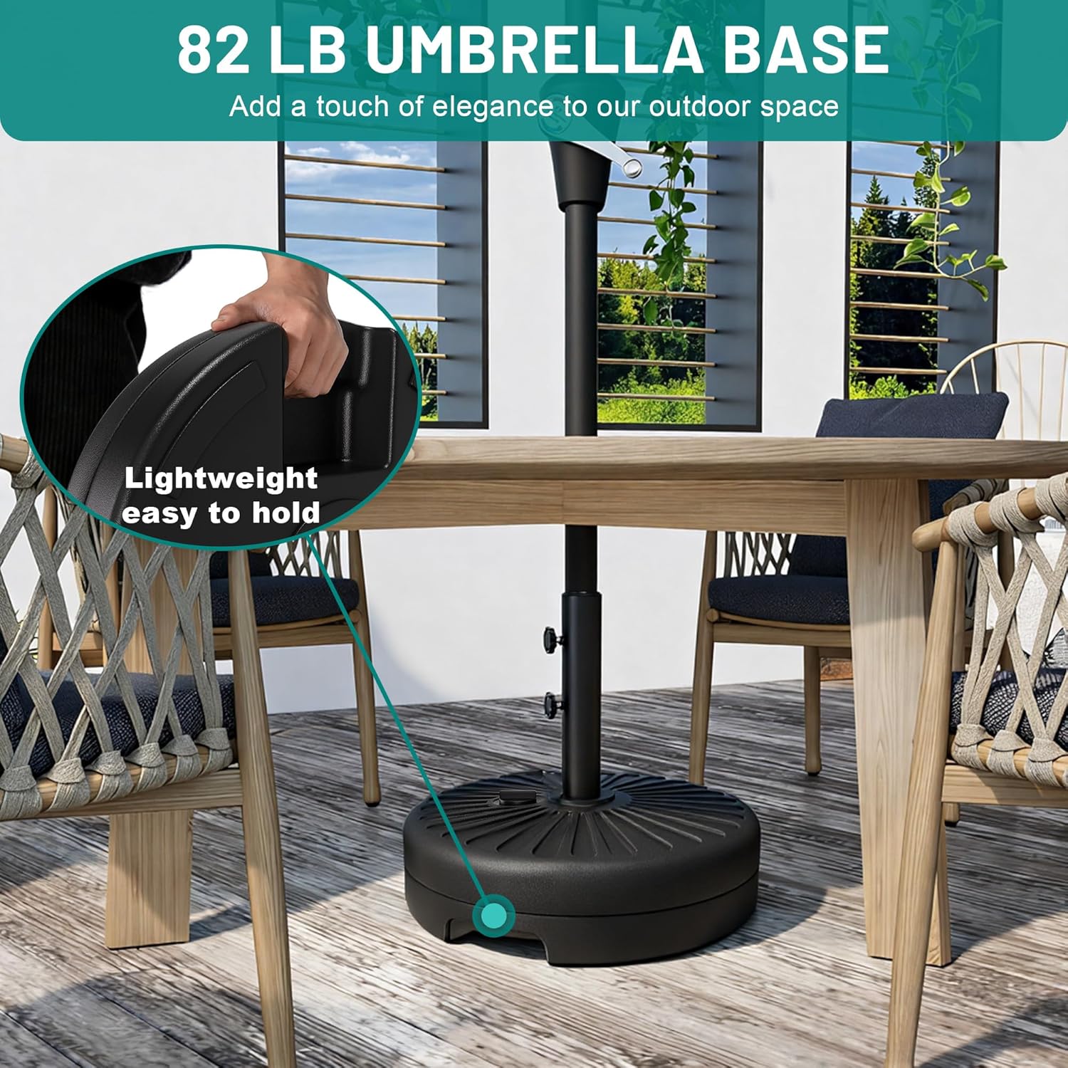 AreShark Patio Umbrella Stand - 81.5lb Max Capacity Water-Filled Base | Heavy Duty Black Design