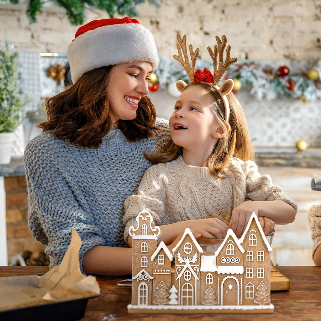Yookeer Gingerbread House Decor - Festive Resin Collectible Figurines for Christmas Centerpiece | Indoor Table Display