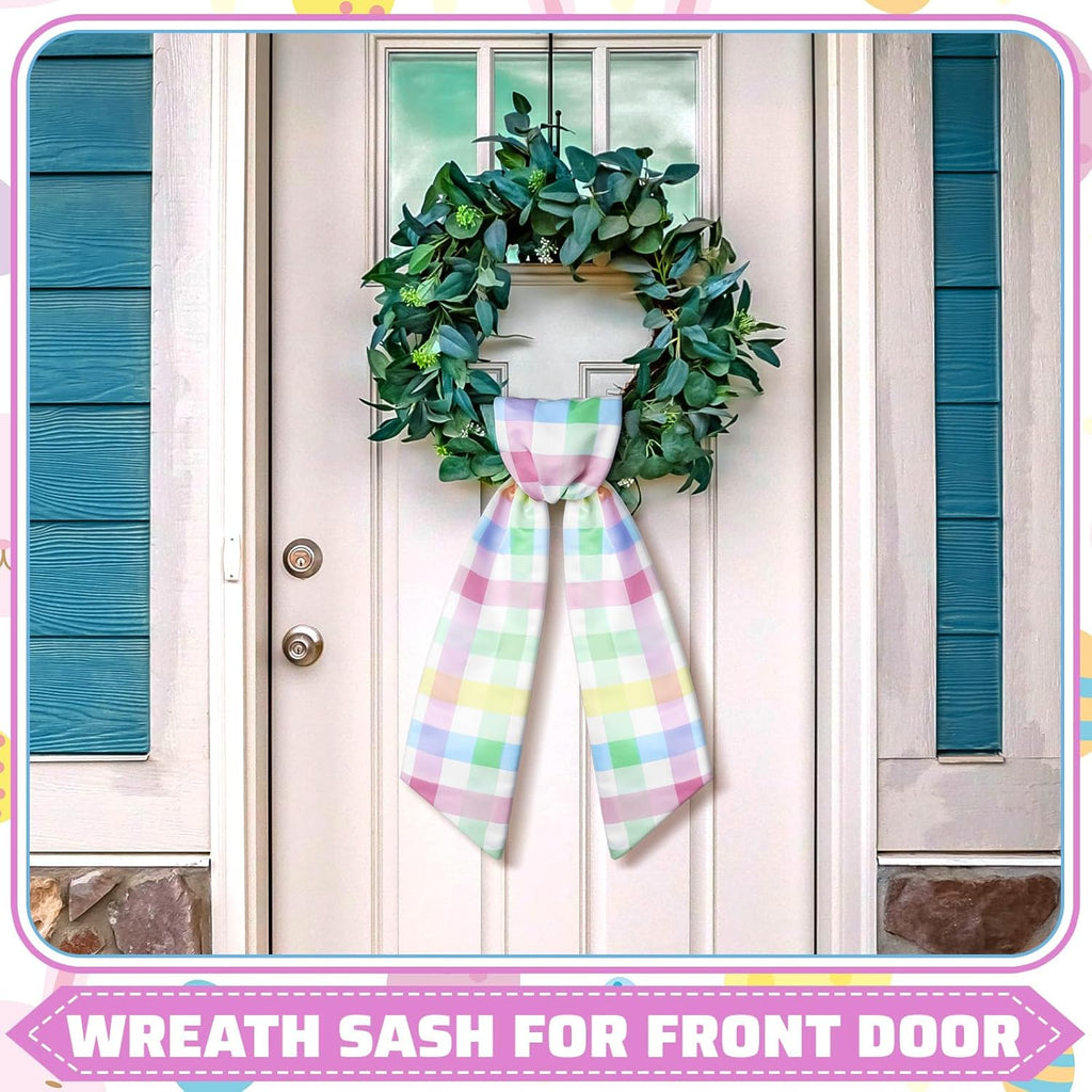 Pastel Wreath Sash by [Brand Name] - Satin Blank Sashes for Embroidery | Indoor/Outdoor Home Decor