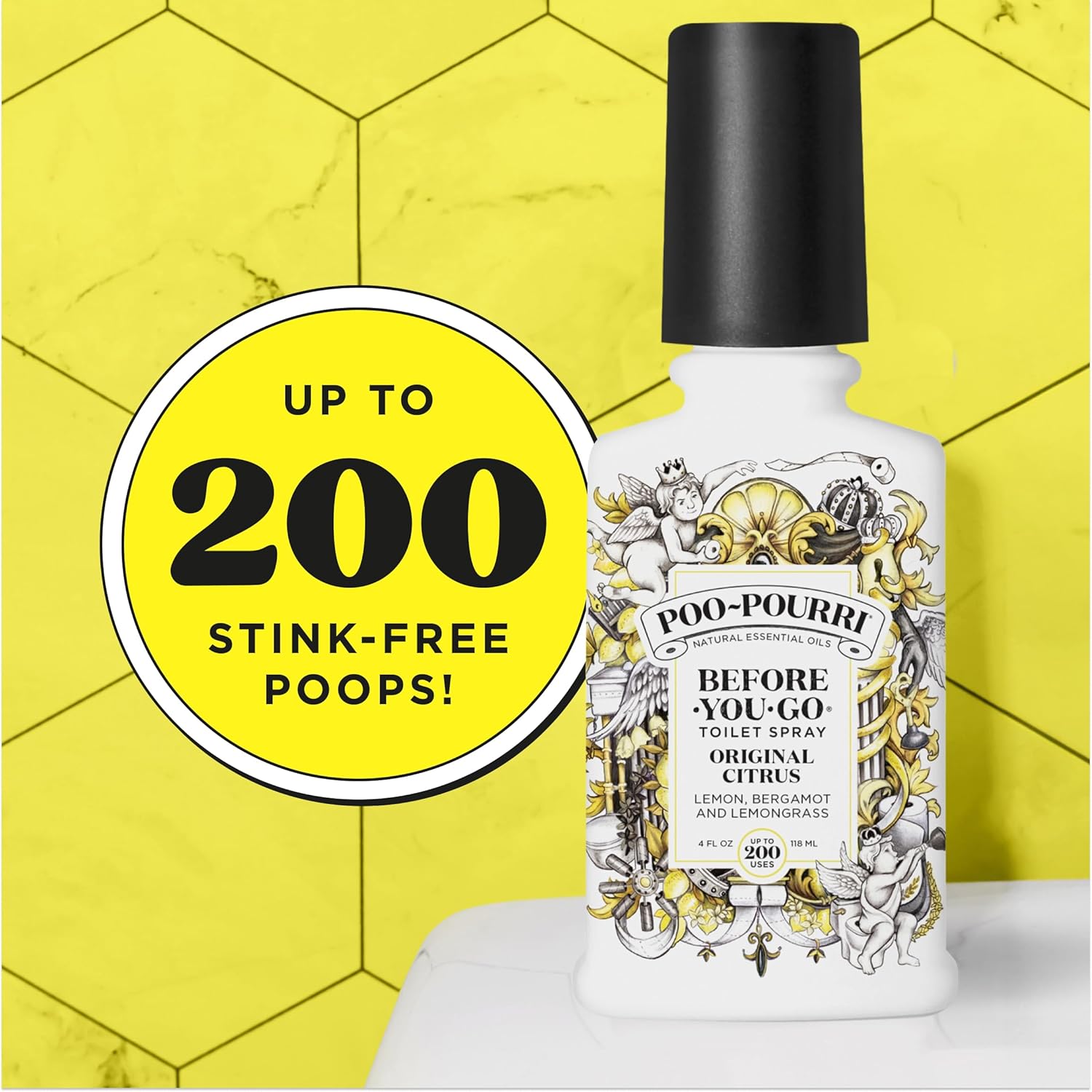 Poo-Pourri Toilet Spray - Original Citrus Scent, Plant-Based Odor Eliminator | 4 Fl Oz, Up to 200 Uses