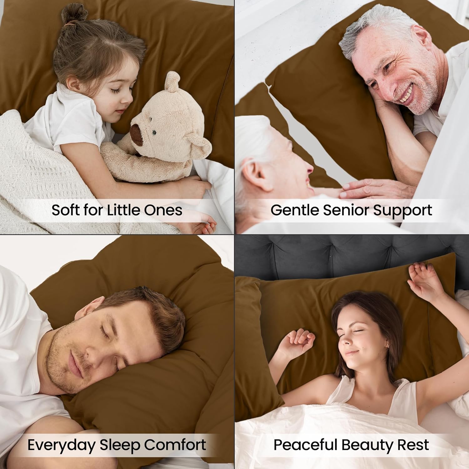 Utopia Bedding Standard Pillow Cases - Soft Brushed Microfiber - 2 Pack, Mocha | 20 x 26 Inches