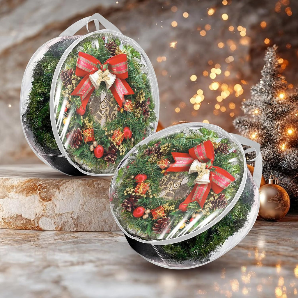 YAYODS Wreath Storage Container - Heavy Duty 30 Inch Bag with Clear Window for Christmas Decor | White