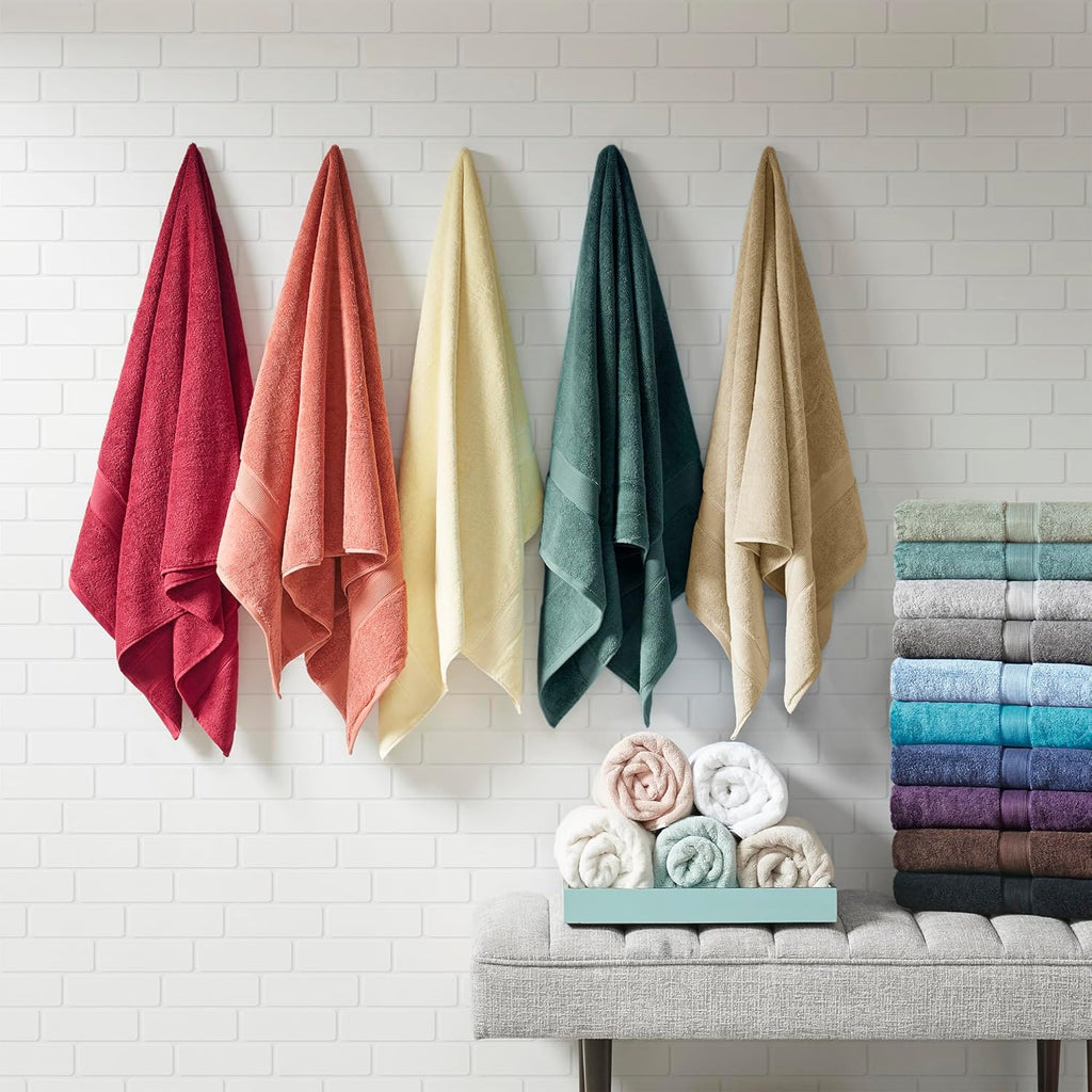 Madison Park 800GSM Cotton Bath Towel Set - Luxurious Absorbent Towels | 8-Piece White Spa Quality Set