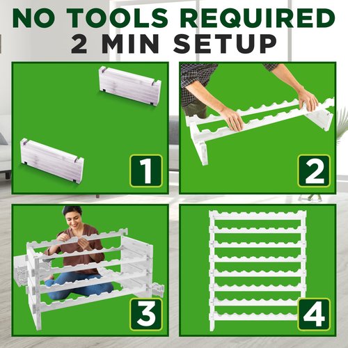 NutriChef 72 Bottle Wine Rack Stackable Bamboo Freestanding, 8-Tier Modular Shelf, Sturdy Wobble Free, Upgraded 2026 Design, Easy No-Tool Assembly for Kitchen, Cellar or Bar 33.5" x 10" x 41" (White)
