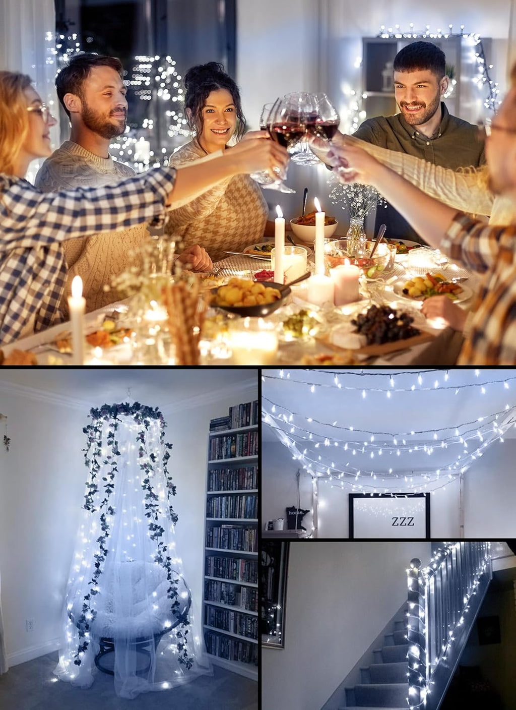 Skiennix Battery Operated Christmas String Lights - 8ft 20 LED Mini Lights with Timer | Pure White for Indoor & Outdoor Holiday Decor