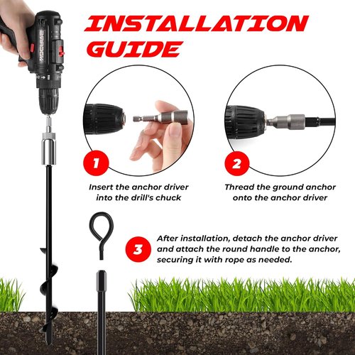 Ground Anchors by [Brand Name] - Heavy Duty Screw-in Stakes for High Winds | Ideal for Sheds, Tents, and More