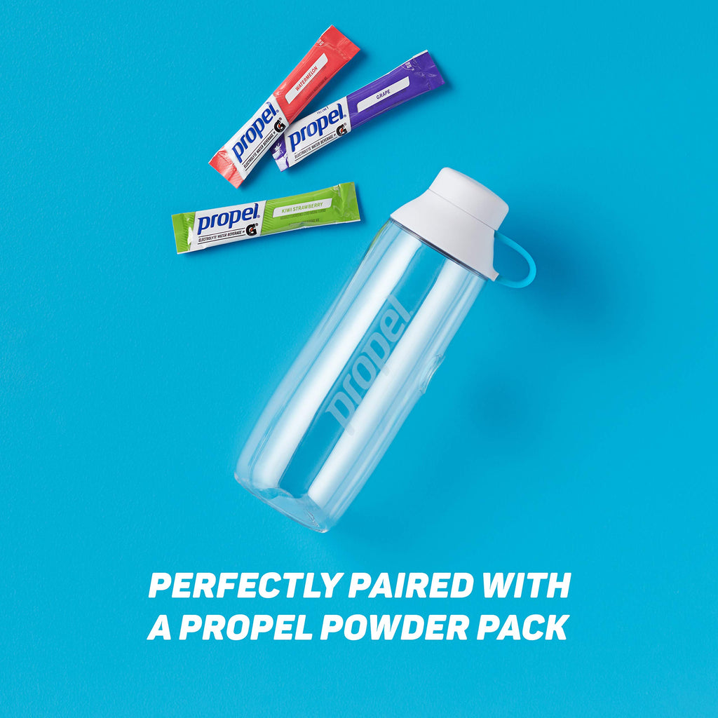 Propel 20oz Reusable Bottle, BPA Free, Impact Resistant, On-The-Go Strap, Dishwasher Safe, White