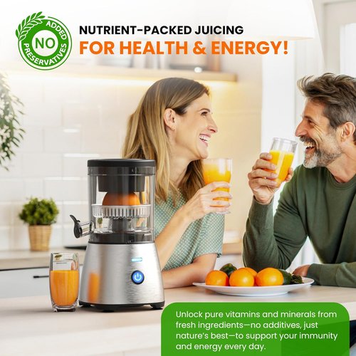 Eurolux Electric Citrus Juicer - Premium Stainless Steel One-Touch Squeezer | Quiet, Easy to Clean Kitchen Appliance for Oranges, Lemons, Limes