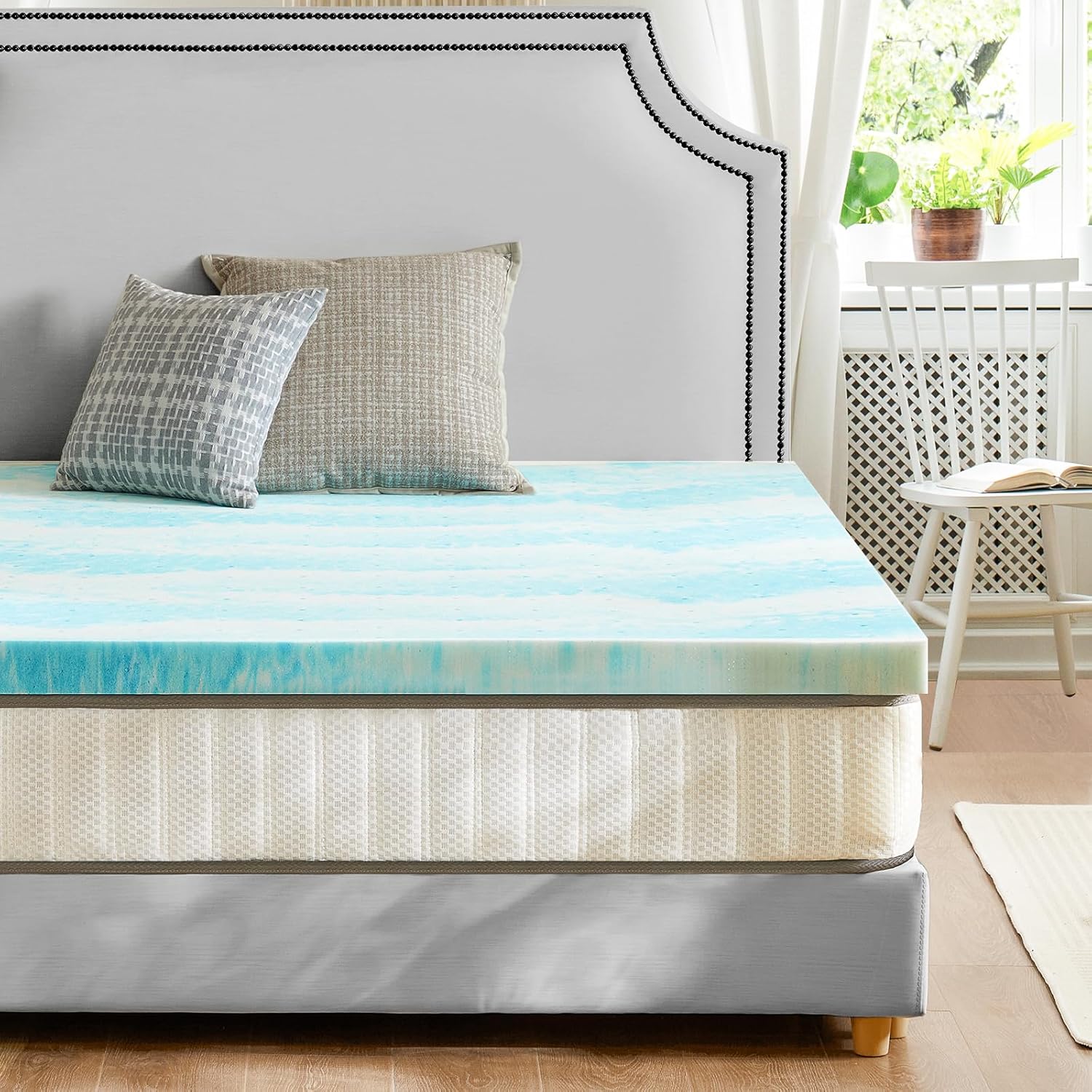 Sweetcrispy Memory Foam Mattress Topper - 4 Inch Thick Gel Infused Cooling Pad for California King Bed | CertiPUR US Certified, Ventilated & Breathable