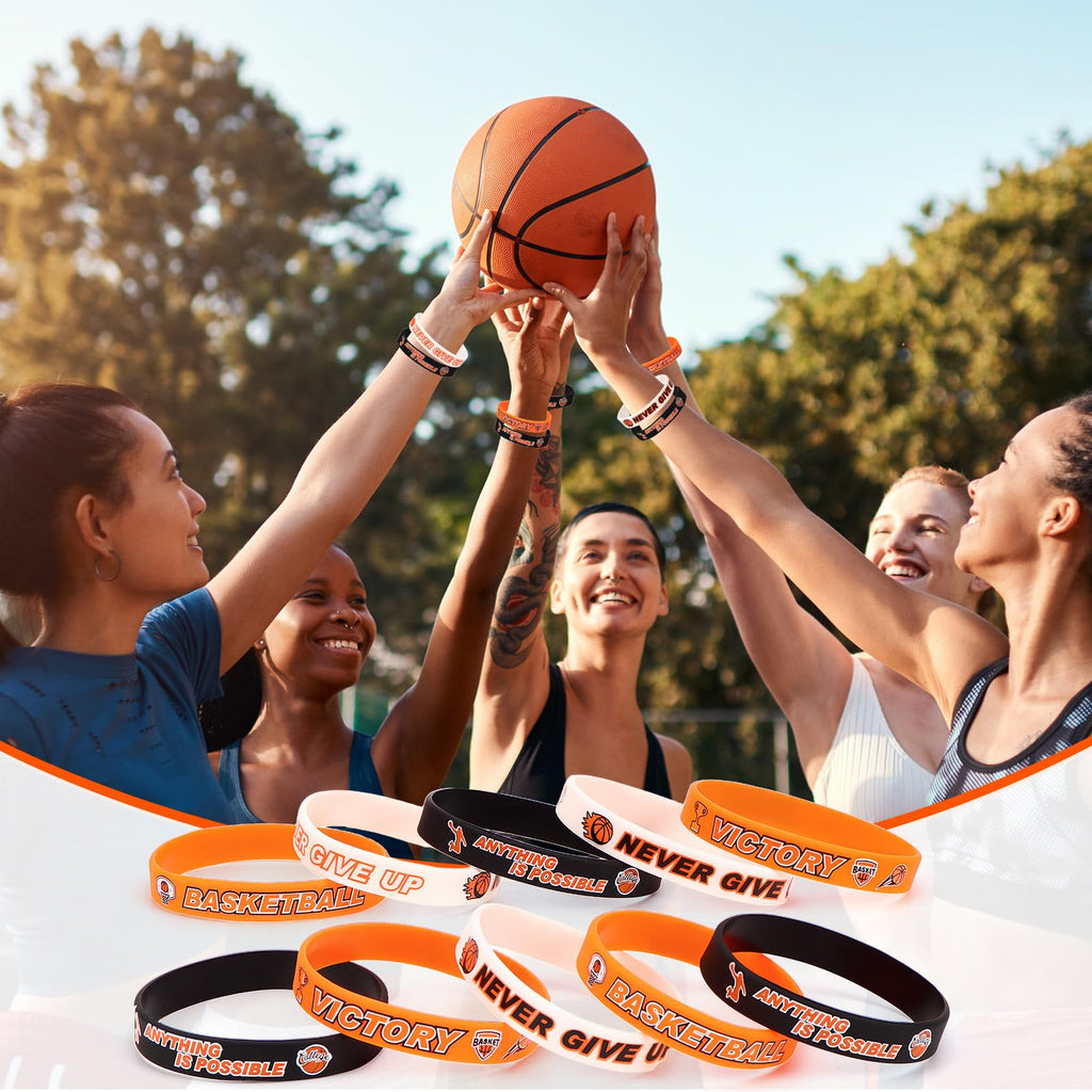 VICROIC 30 PCS basketball silicone bracelets Rubber wristbands, basketball motivational Silicone bracelets for Team Awards Gifts Sports Themed Party Favors