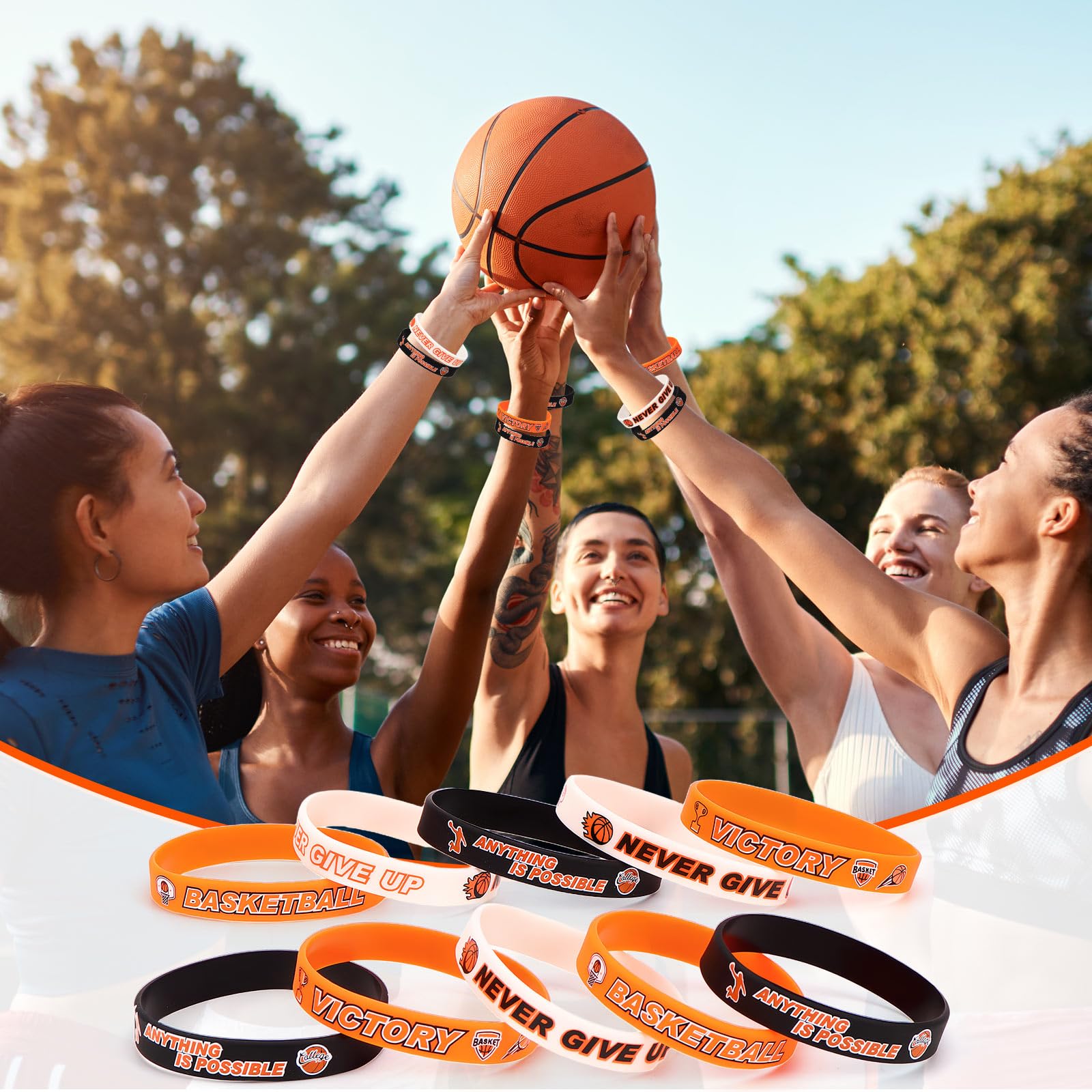 VICROIC 30 PCS basketball silicone bracelets Rubber wristbands, basketball motivational Silicone bracelets for Team Awards Gifts Sports Themed Party Favors